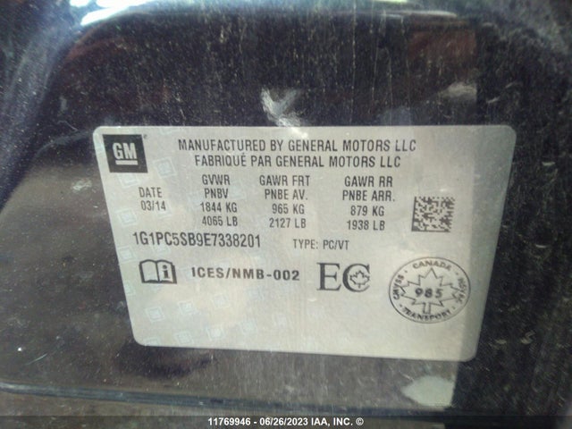 Chevrolet CRUZE LT 2014 1G1PC5SB9E7338201 Image 10