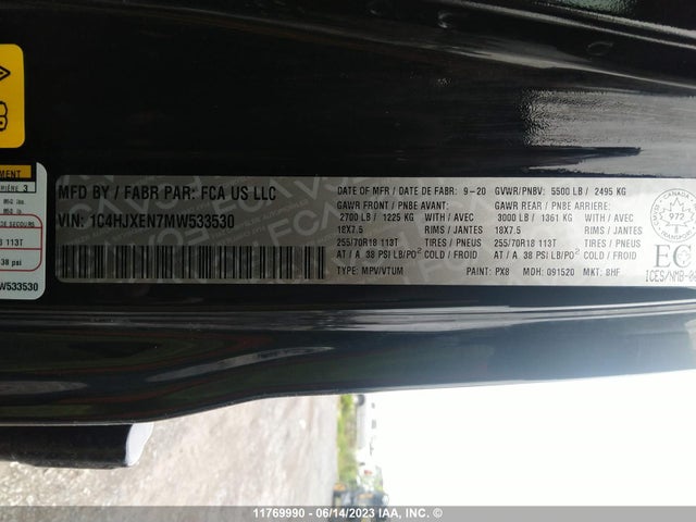 1C4HJXEN7MW533530 Jeep Wrangler Unlimited Sahara