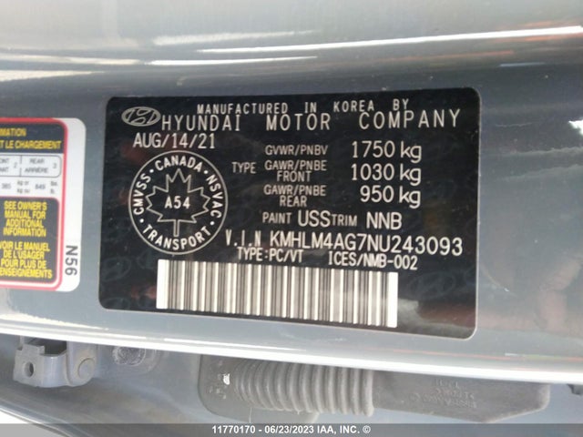 Hyundai ELANTRA SEL 2022 KMHLM4AG7NU243093 Image 10