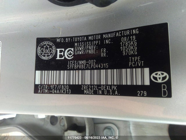 Toyota COROLLA LE 2020 5YFBPRBE7LP044315 Image 9
