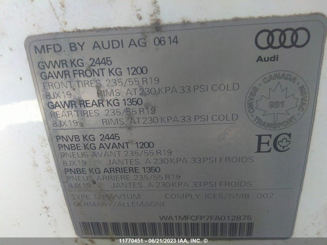 WA1MFCFP7FA012875 Audi Q5 Progressiv