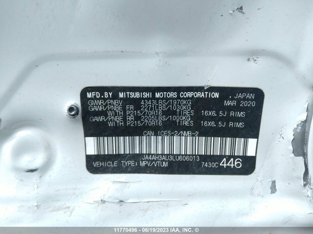 JA4AH3AU3LU606013 Mitsubishi Rvr Se/es