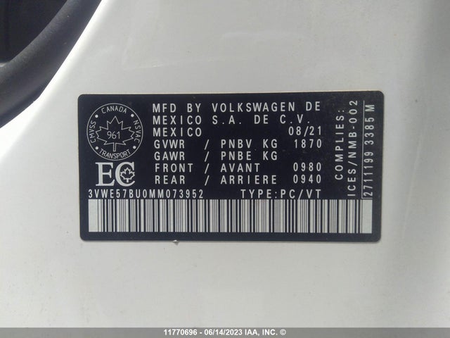 3VWE57BU0MM073952 Volkswagen JETTA SEL