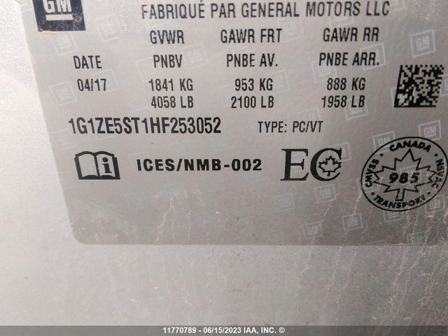 Chevrolet MALIBU LT 2017 1G1ZE5ST1HF253052 Image 11