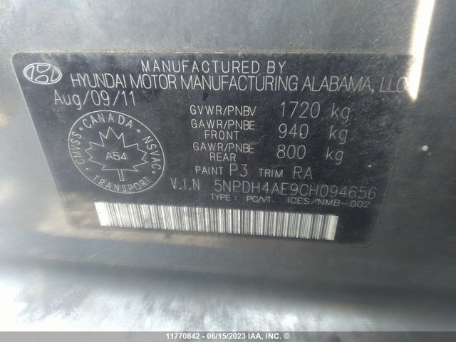 Aukcja sprzedaży 2012 Hyundai Elantra Gls/limited, vin: 5NPDH4AE9CH094656, numer aukcji: 11770842