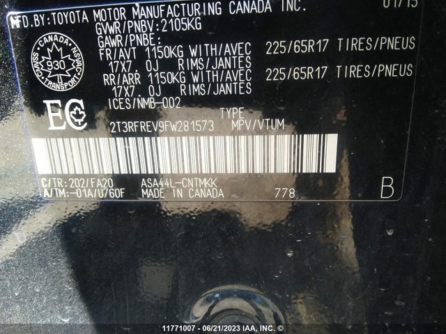 Toyota Rav4 Xle 2015 2T3RFREV9FW281573 Image 9