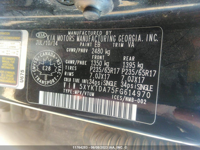 KIA SORENTO LX 2015 5XYKTDA75FG614970 Image 10