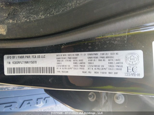 1C6SRFLT1NN115070 RAM 1500 Rebel