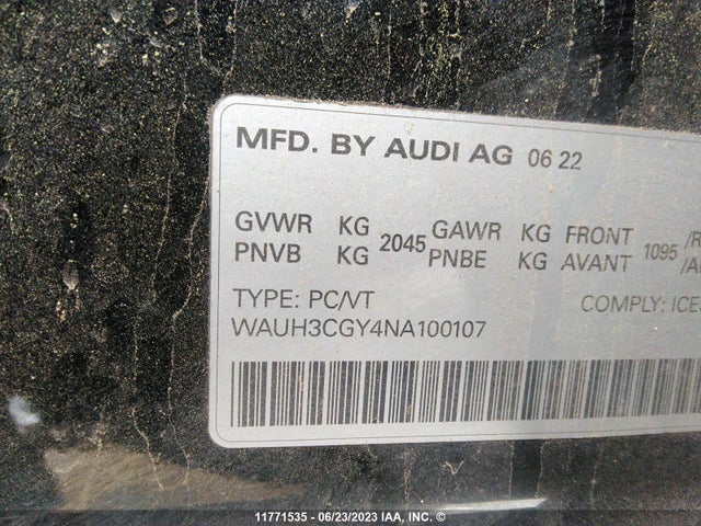 WAUH3CGY4NA100107 Audi S3 Premium Plus
