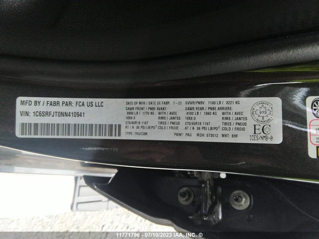 1C6SRFJT0NN410941 RAM 1500 Laramie