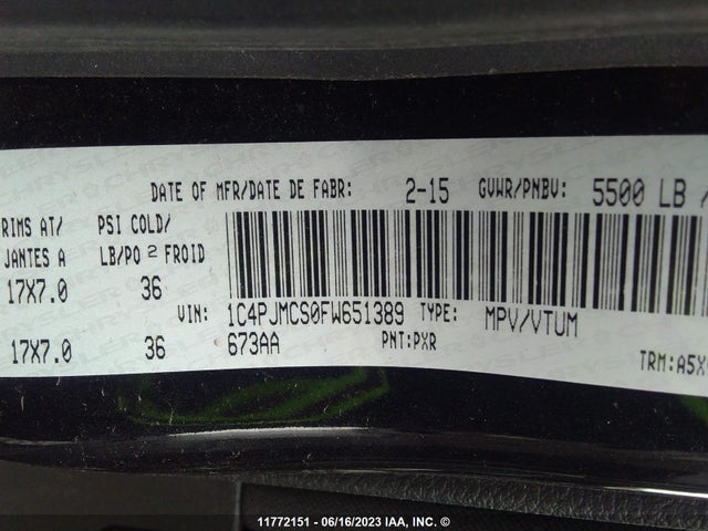 1C4PJMCS0FW651389 Jeep Cherokee Latitude