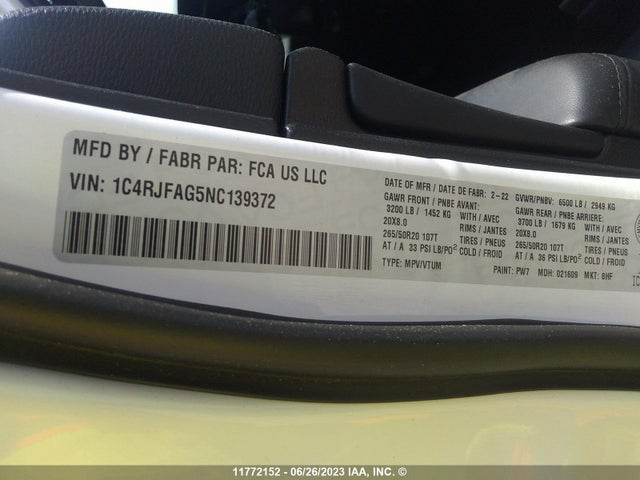 1C4RJFAG5NC139372 Jeep Grand Cherokee Laredo E/laredo X