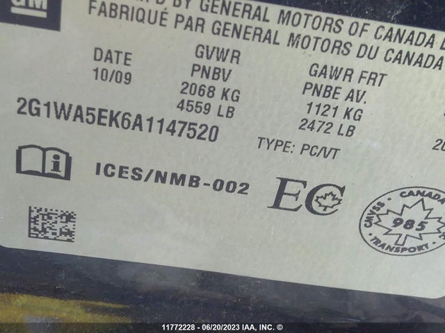 2010 Chevrolet Impala Ls მანქანა იყიდება აუქციონზე, vin: 2G1WA5EK6A1147520, აუქციონის ნომერი: 11772228