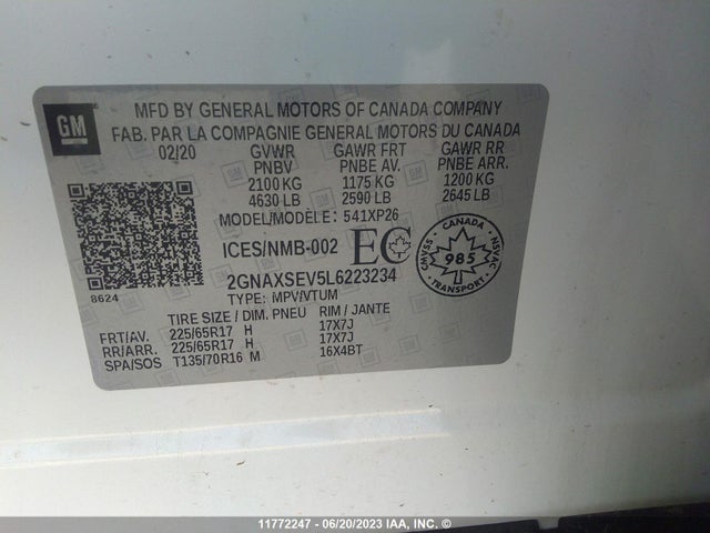 Chevrolet EQUINOX LS 2020 2GNAXSEV5L6223234 Image 9