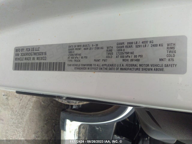 3C6ERVDG7ME502816 RAM Promaster 2500 2500 High