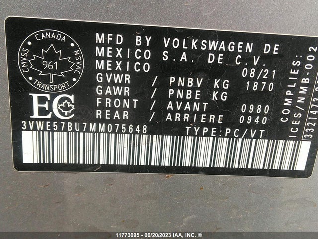 3VWE57BU7MM075648 Volkswagen JETTA SEL