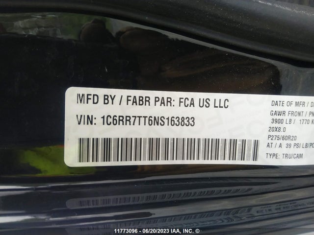 1C6RR7TT6NS163833 RAM 1500 Classic Slt