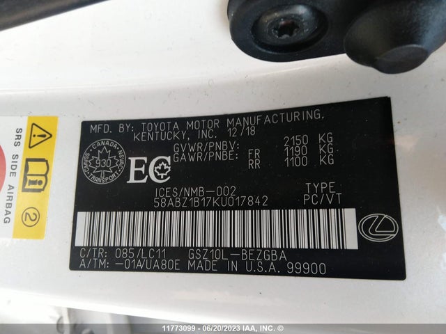 58ABZ1B17KU017842 Lexus ES 350