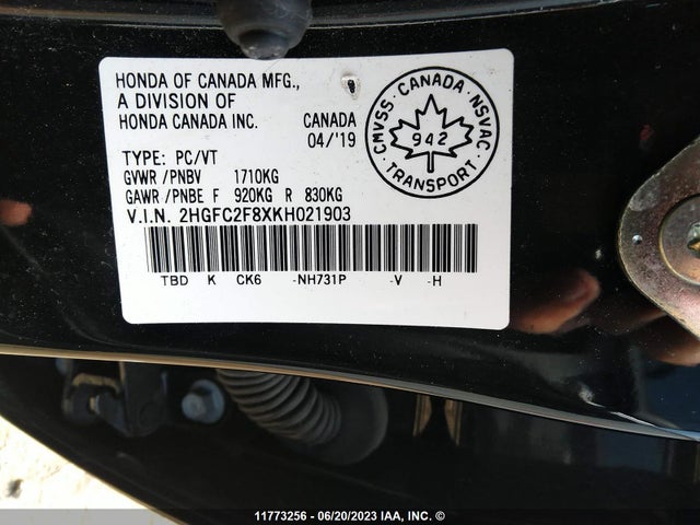 Honda Civic Sport 2019 2HGFC2F8XKH021903 Image 9
