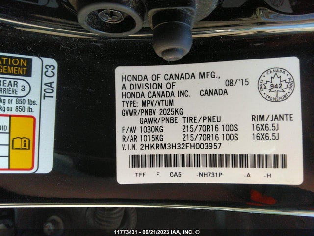 Honda CR-V LX 2015 2HKRM3H32FH003957 Image 11
