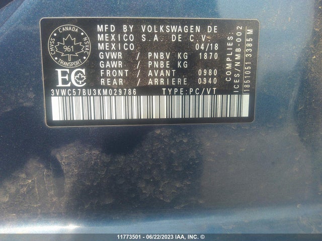 3VWC57BU3KM029786 Volkswagen JETTA