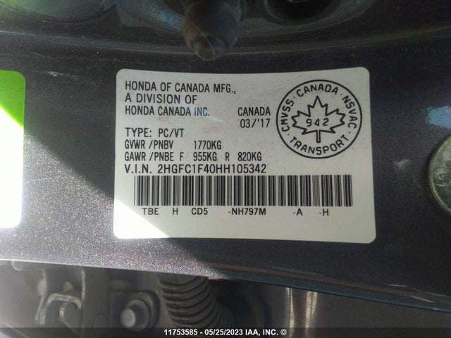 Honda CIVIC EX 2017 2HGFC1F40HH105342 Image 9