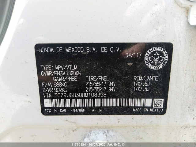 Honda HR-V LX 2017 3CZRU6H30HM108358 Image 9