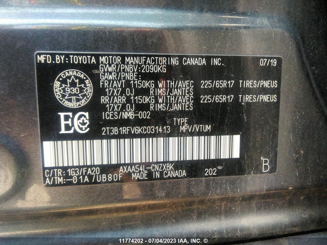 Toyota RAV4 2019 2T3B1RFV6KC031413 Image 9