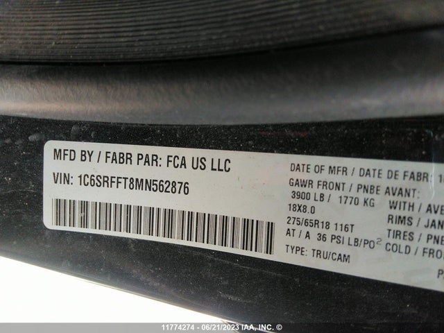 1C6SRFFT8MN562876 RAM 1500 Big Horn/lone Star
