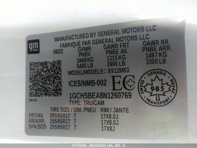 Chevrolet Colorado 2022 1GCHSBEA8N1260769 Image 9