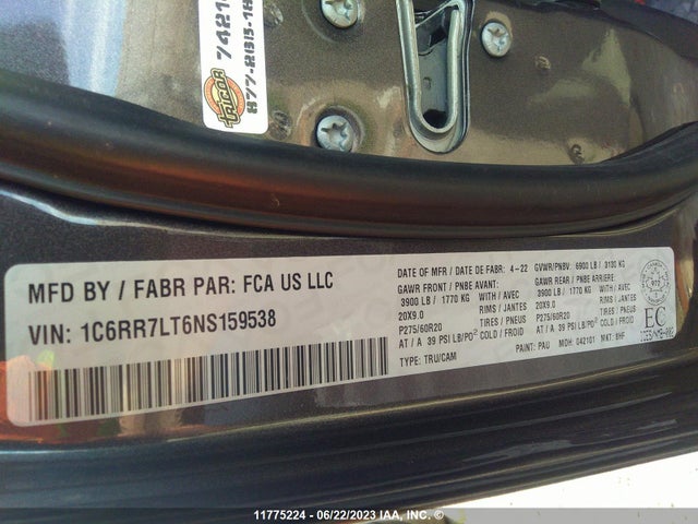 1C6RR7LT6NS159538 RAM 1500 Classic Slt