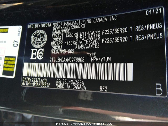 2T2JZMDAXMC276908 Lexus RX 350