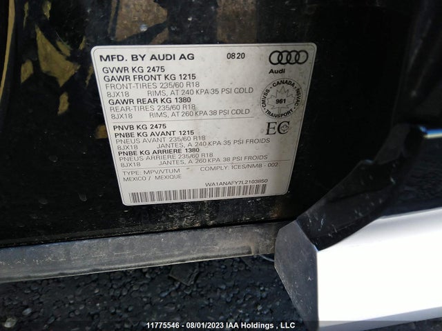 WA1ANAFY7L2103850 Audi Q5 Premium/titanium Premium