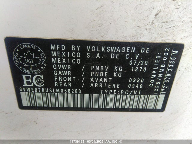 Volkswagen Jetta Highline 2020 3VWEB7BU3LM068283 Image 9