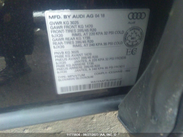 WA1VAAF78JD040747 Audi Q7 Prestige
