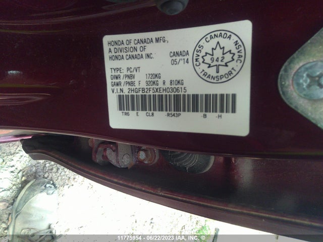 Honda Civic Lx 2014 2HGFB2F5XEH030615 Image 10