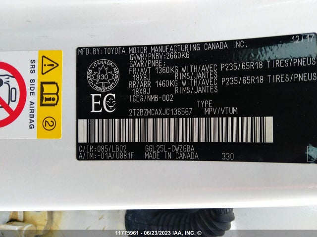 2T2BZMCAXJC136567 Lexus Rx 350/base/f Sport