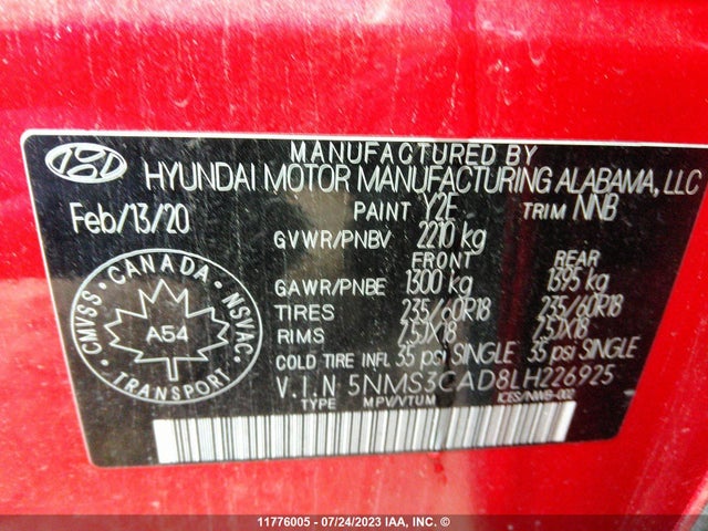 Hyundai Santa Fe Sel/sel Plus 2020 5NMS3CAD8LH226925 Image 9