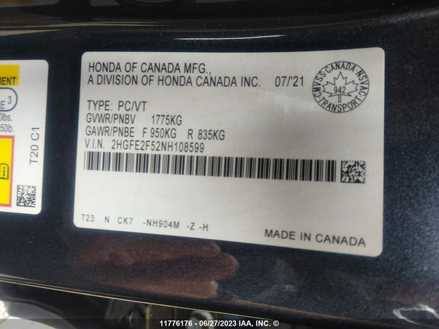 Honda Civic Sport 2022 2HGFE2F52NH108599 Image 11