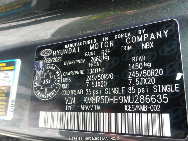 Hyundai Palisade Limited 2021 KM8R5DHE9MU286635 Image 11