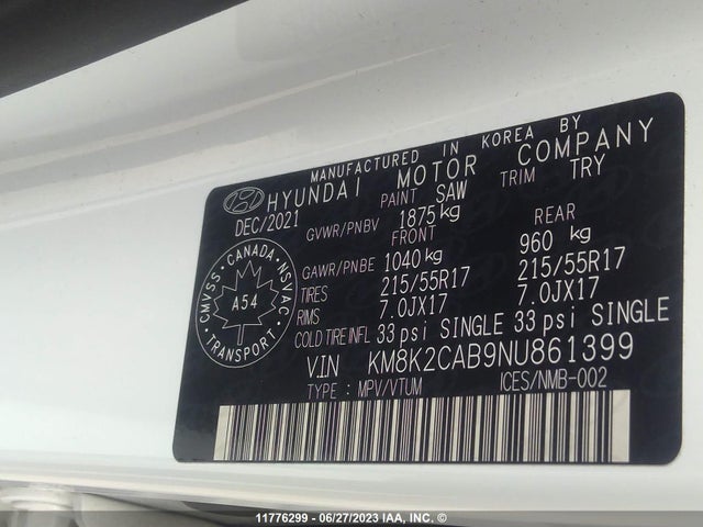 Hyundai Kona Sel/se 2022 KM8K2CAB9NU861399 Image 9