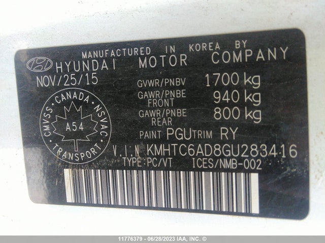 Hyundai VELOSTER 2016 KMHTC6AD8GU283416 Image 10