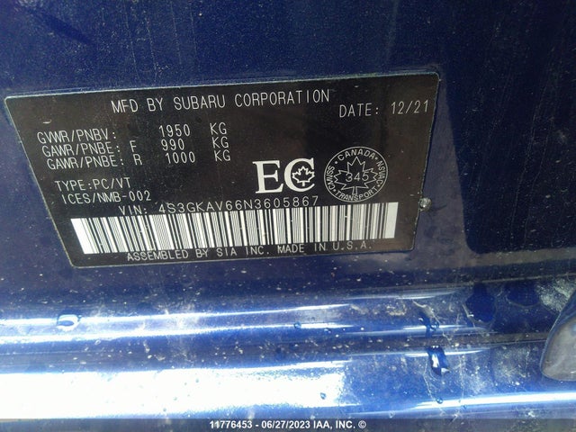 4S3GKAV66N3605867 Subaru Impreza Premium