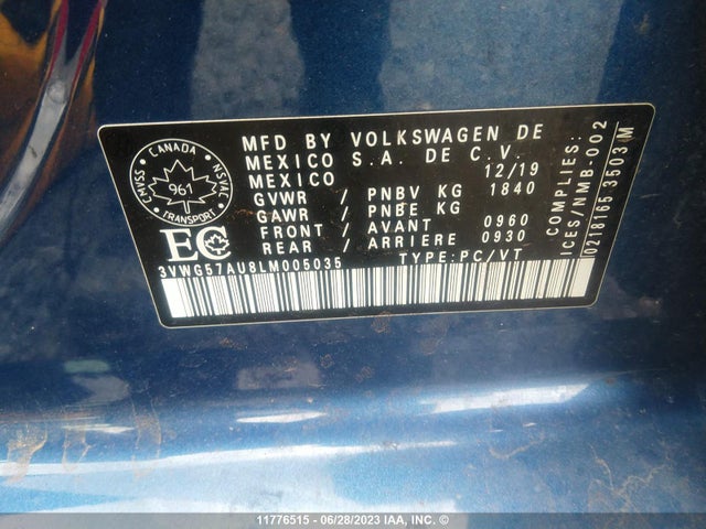 3VWG57AU8LM005035 Volkswagen GOLF