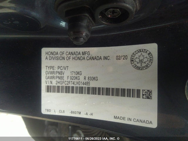 Honda Civic Ex 4dr 2020 2HGFC2F74LH014485 Image 11