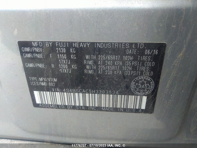 Продаж на аукціоні авто 2017 Subaru Outback 2.5i, vin: 4S4BSCAC5H3203534, номер лоту: 11776707