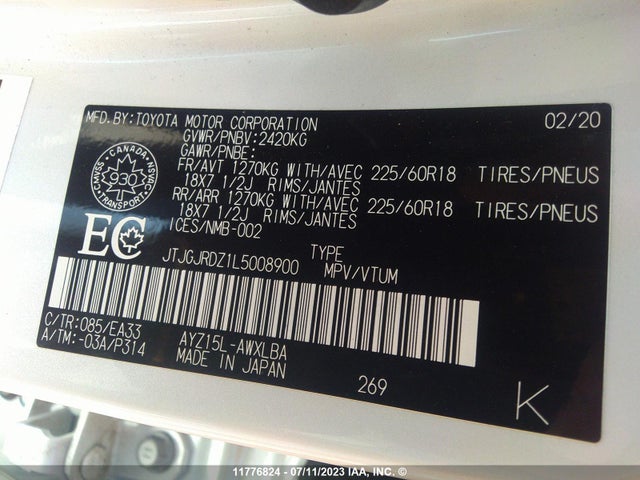 JTJGJRDZ1L5008900 Lexus NX 300H