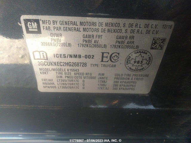 Chevrolet Silverado K1500/k1500 Ls 2017 3GCUKNEC2HG268728 Image 9