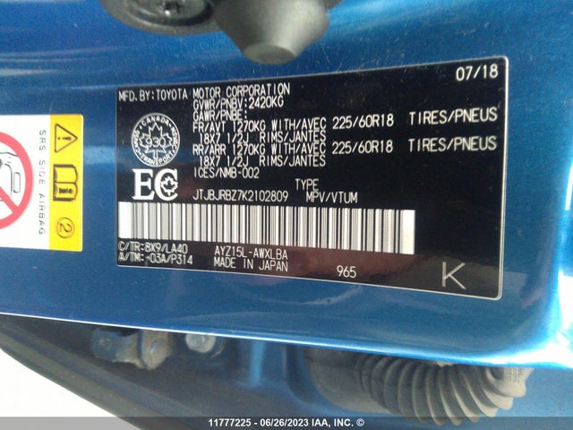 JTJBJRBZ7K2102809 Lexus NX 300H