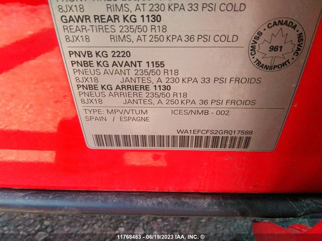 WA1EFCFS2GR017588 Audi Q3 Premium Plus